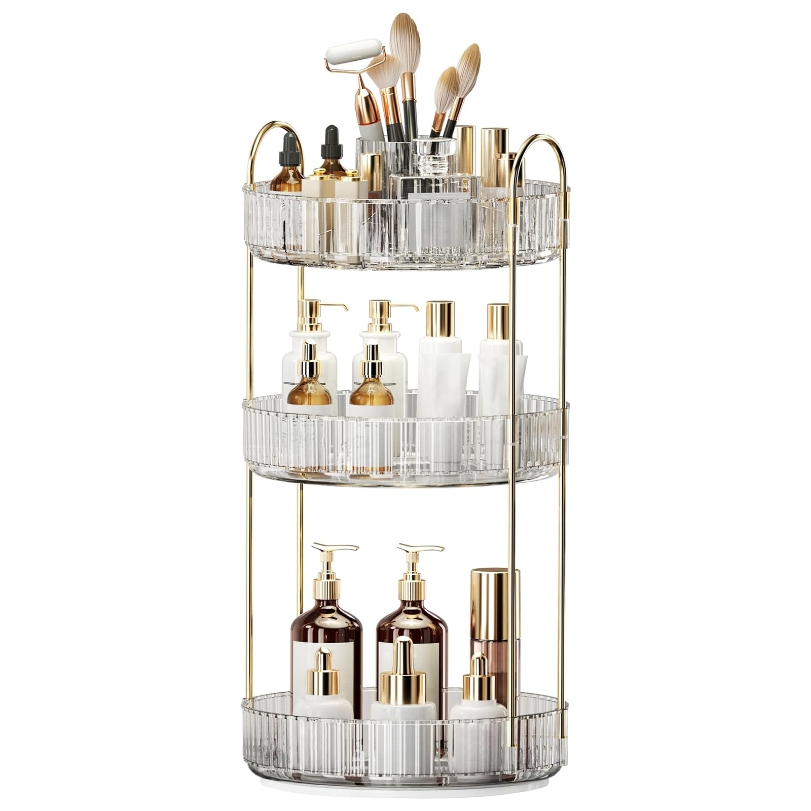 Home Essentials Bathroom Rack - 360 Rotating Makeup Organizer 3 Tier