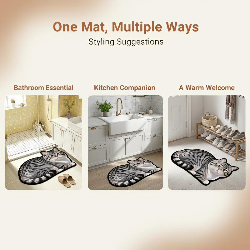 Home Bathroom Decor Ideas - Diatomite Bath Mat Lovely Cat Print