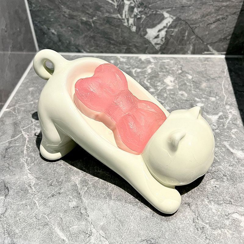 Bathroom Home Improvement - Cute Cat Drain Soap Holder Container