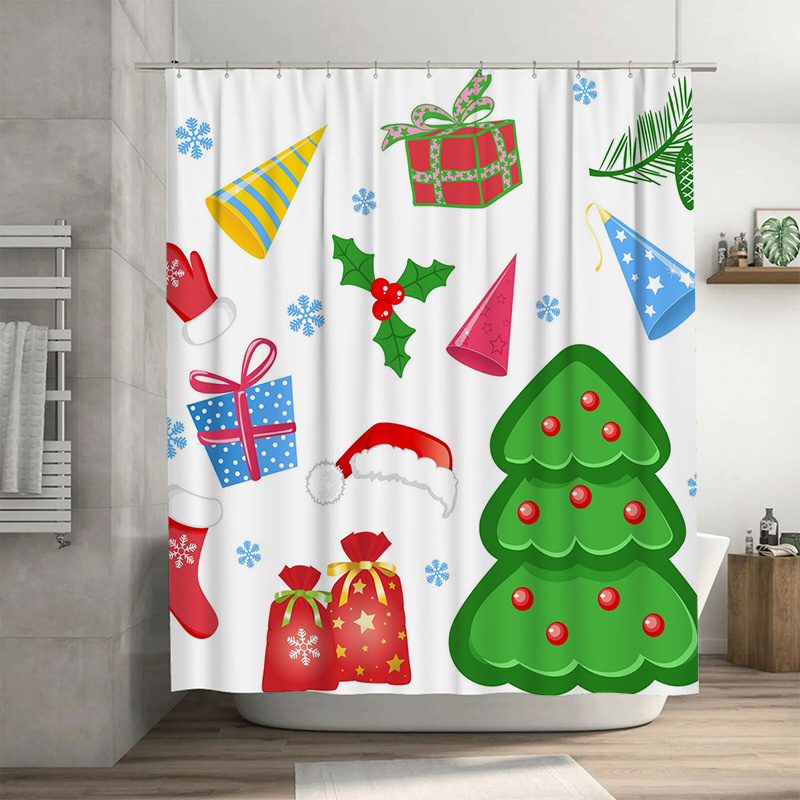 Home Bathroom Decor Ideas - TU Shower Curtain Christmas Forest Deer