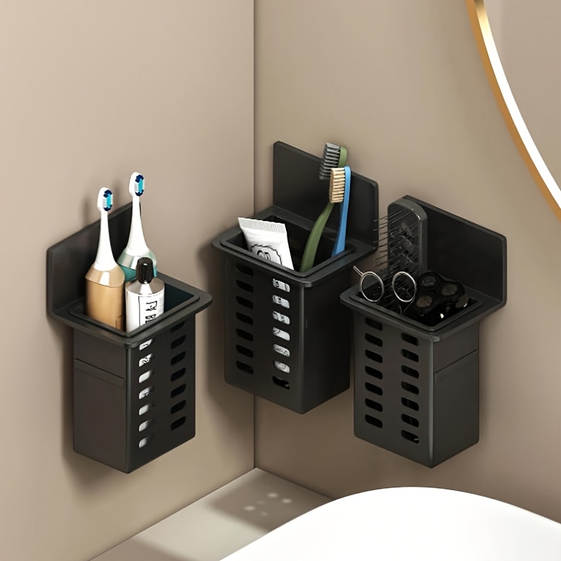 Home Essentials Bathroom Rack - 1/2/4-piece set of plastic wall-mounted toothbrush
