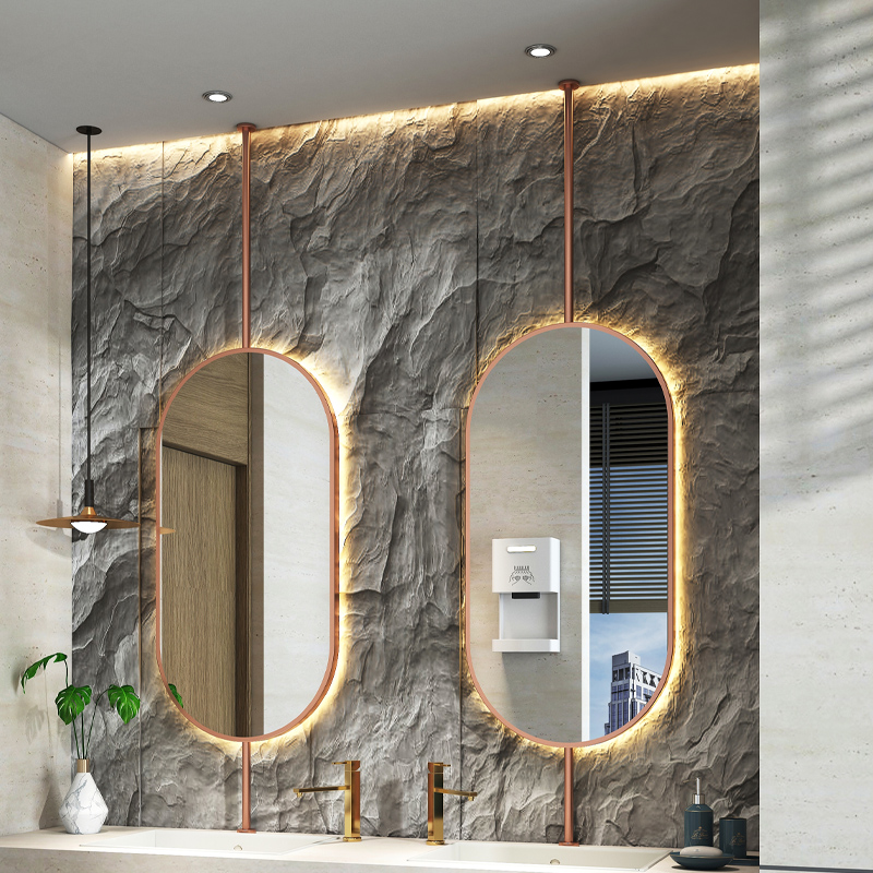 Home Living Bathroom Vanity - Size60x90cm Ceiling Oval Hanging Mirror Modern