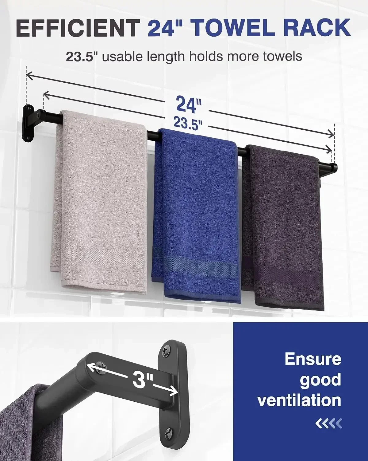 Matte Black Towel Rack for Bat - Home Essentials Bathroom Rack 评论和价格