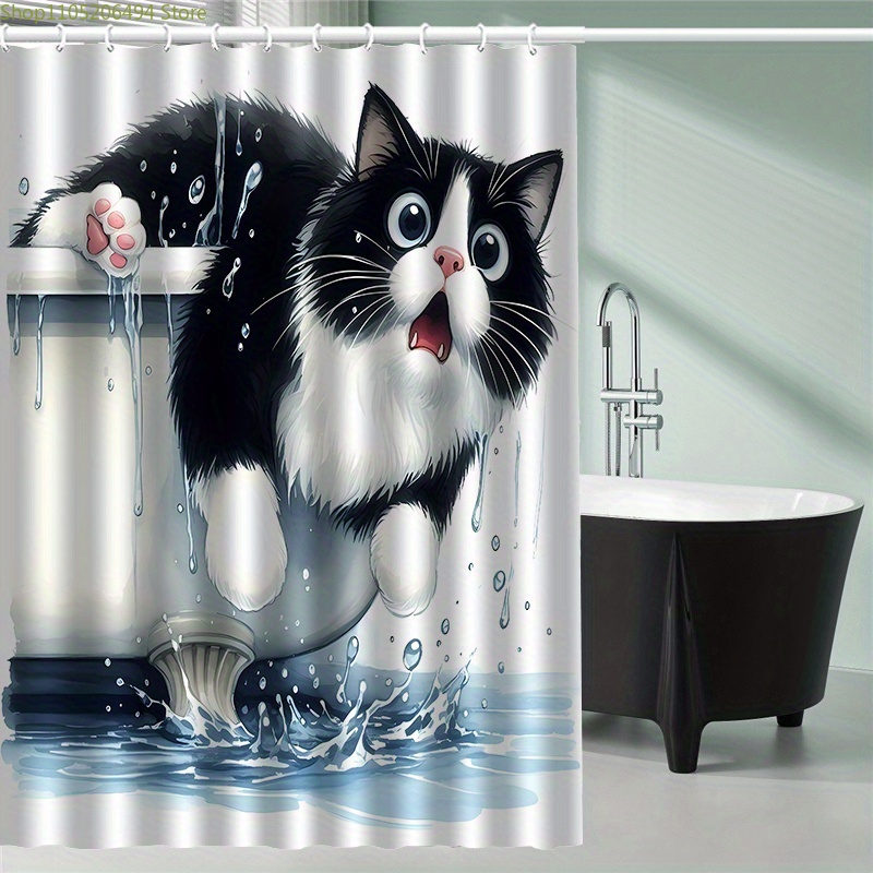Funny Cat Jumping from Bathtub - Home Bathroom Decor Ideas 评论和价格