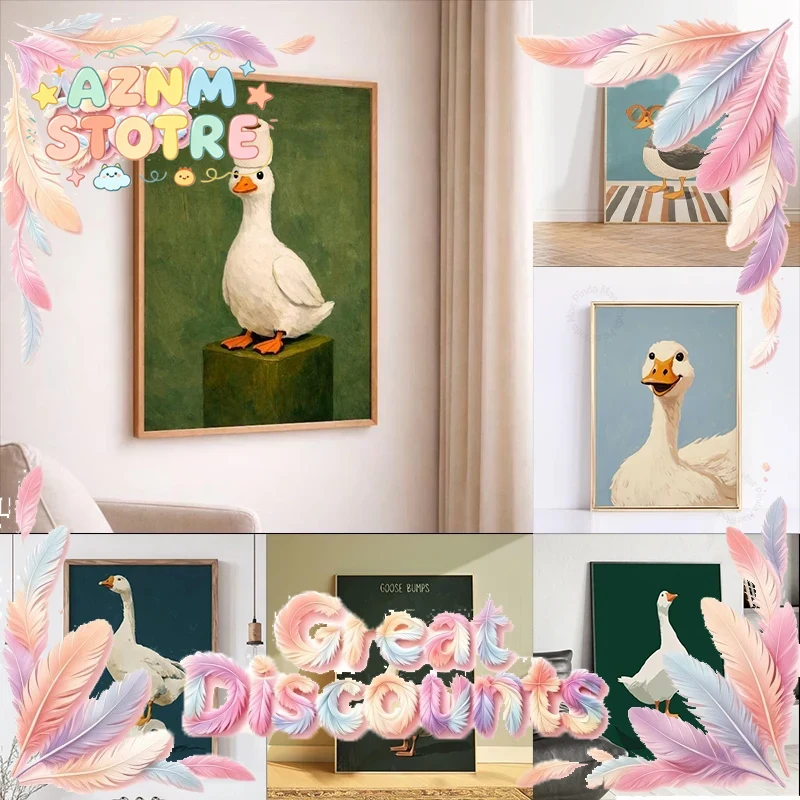 Duck Goose Poster, Funny Bathr - Home Bathroom Decor Ideas 评论和价格