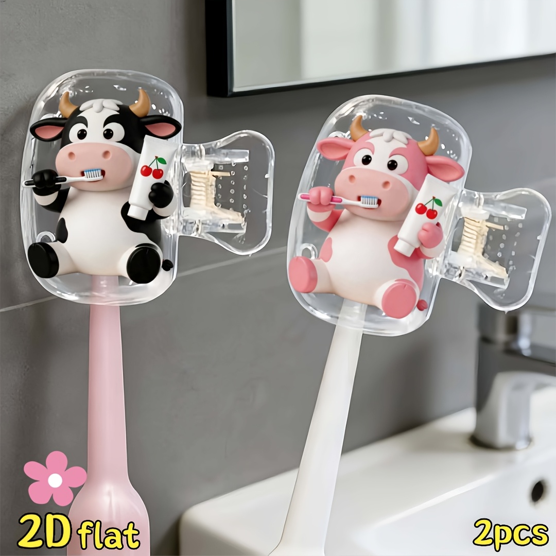 2pcs Cow Toothbrush Holder Tra - Home Essentials Bathroom Storage 评论和价格