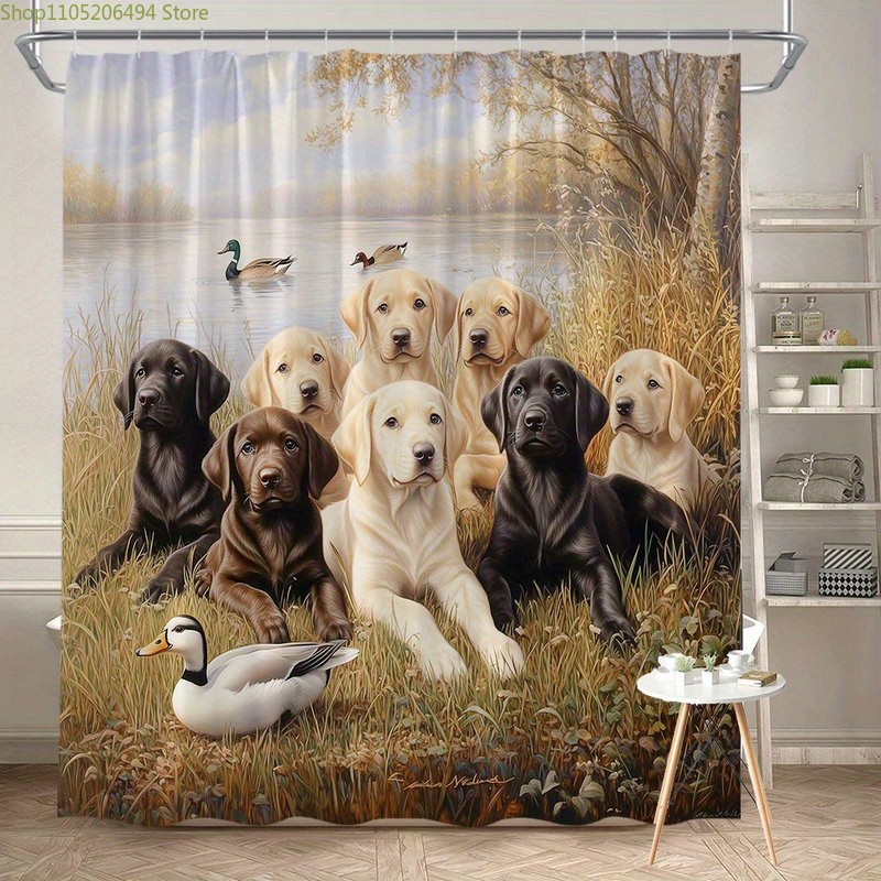 Labrador Dog Family Shower Cur - Home Bathroom Decor Ideas 评论和价格